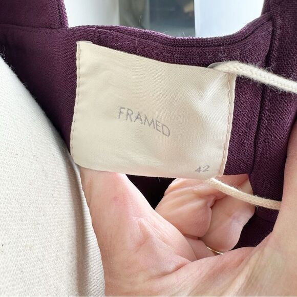 FRAMED Burgundy Deep-V Neck Evening Dress Cut-out Back Front Wrap Slit New Sz L - Picture 7 of 13